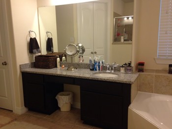Bathroom vanity after refinishing in Cypress, TX