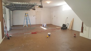 Before and After Garage Floor Epoxy, Wall, Ceiling, and Trim Painting in the Woodlands, TX
